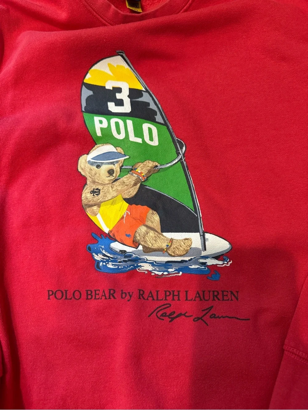 POLO Ralph Lauren Red Polo Bear Windsurfing Crewneck Sweatshirt